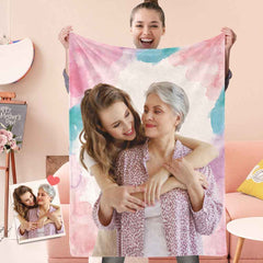 Custom Fleece Blanket Watercolor Portrait Blanket