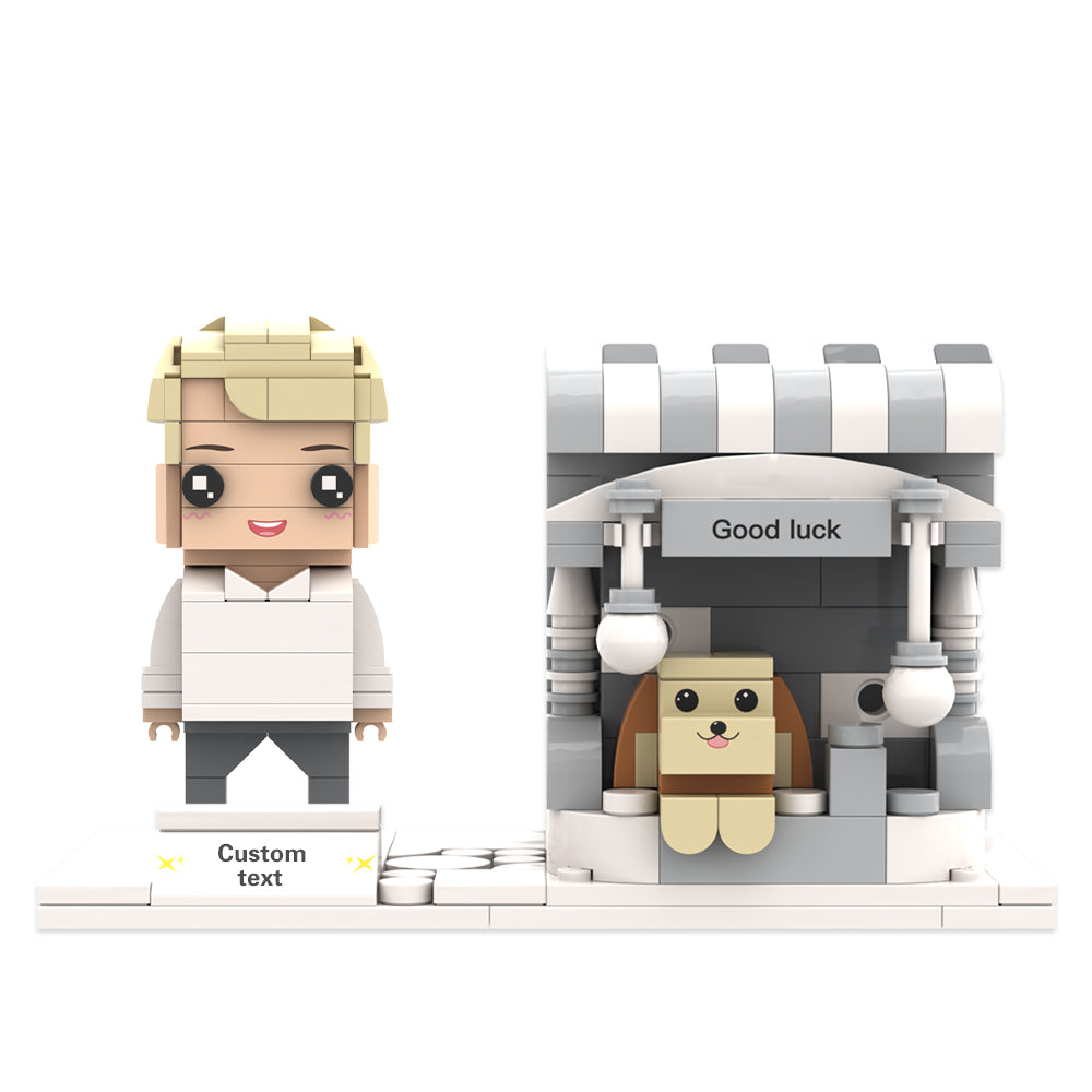Personalised Brick Figure Pen Holder styled as a teacher gift on a desk — bespoke pen organiser and thoughtful personalised present