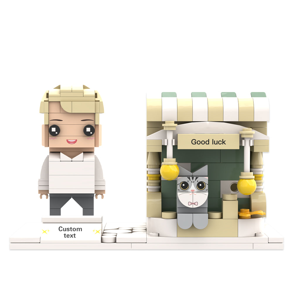 Pet-themed Personalised Brick Figure Pen Holder example — custom pet pen holder in building-block style for pet lovers