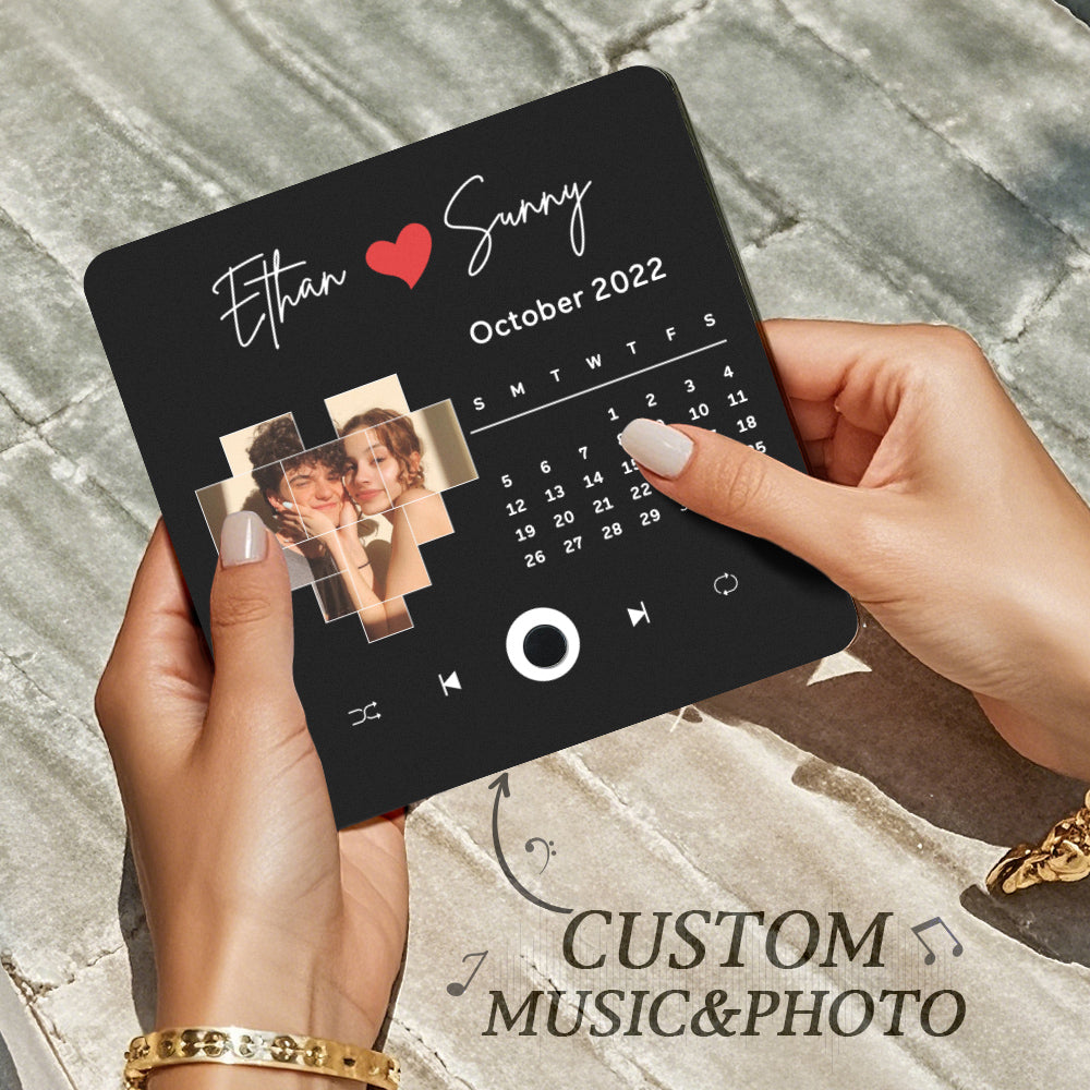 Personalised Music Fridge Magnet — custom engraved acrylic photo magnet that plays your chosen song whenever the fridge door opens