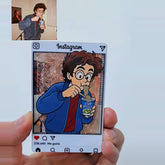 Personalised Cartoon Photo Glitter Fridge Magnet Keychain | Custom Gift