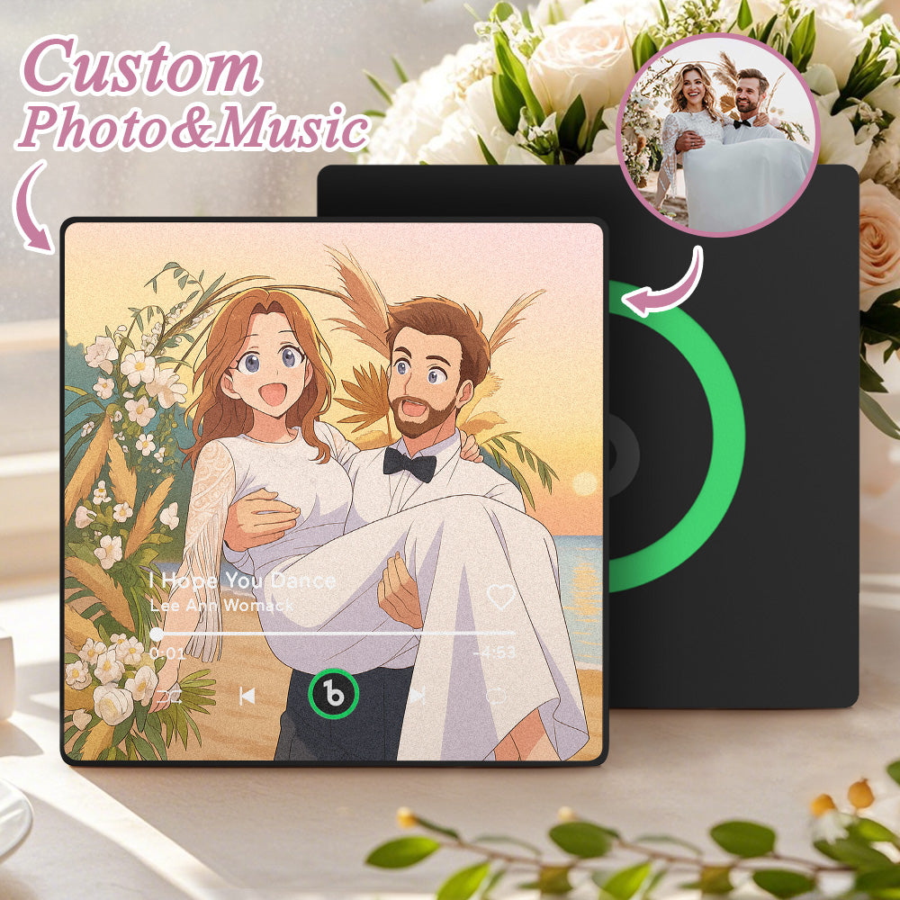 FridgeBeats Framed 4.0 Custom Photo Music Fridge Magnet - Personalised Song Player Wedding Gift