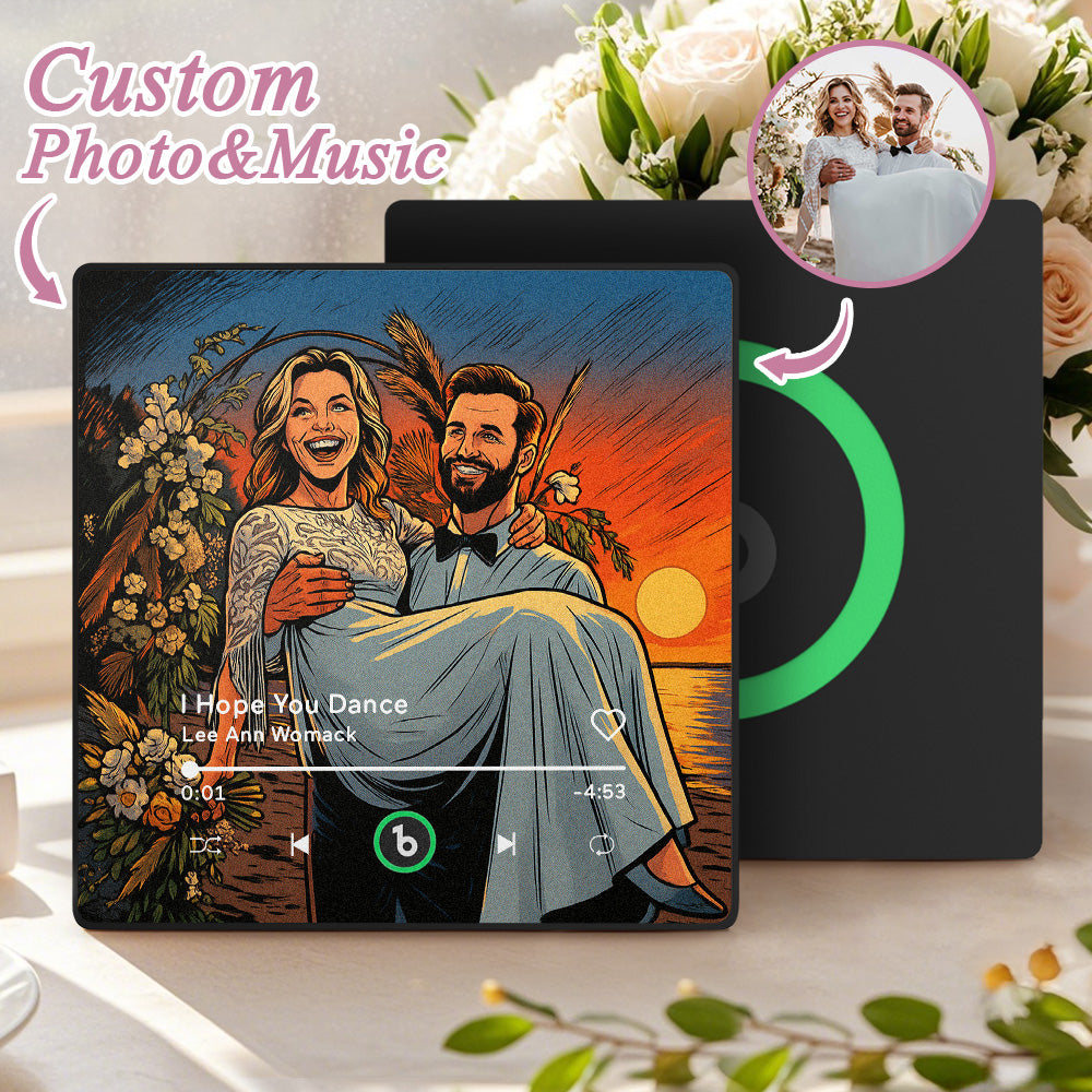 FridgeBeats Framed 4.0 Custom Photo Music Fridge Magnet - Personalised Song Player Wedding Gift