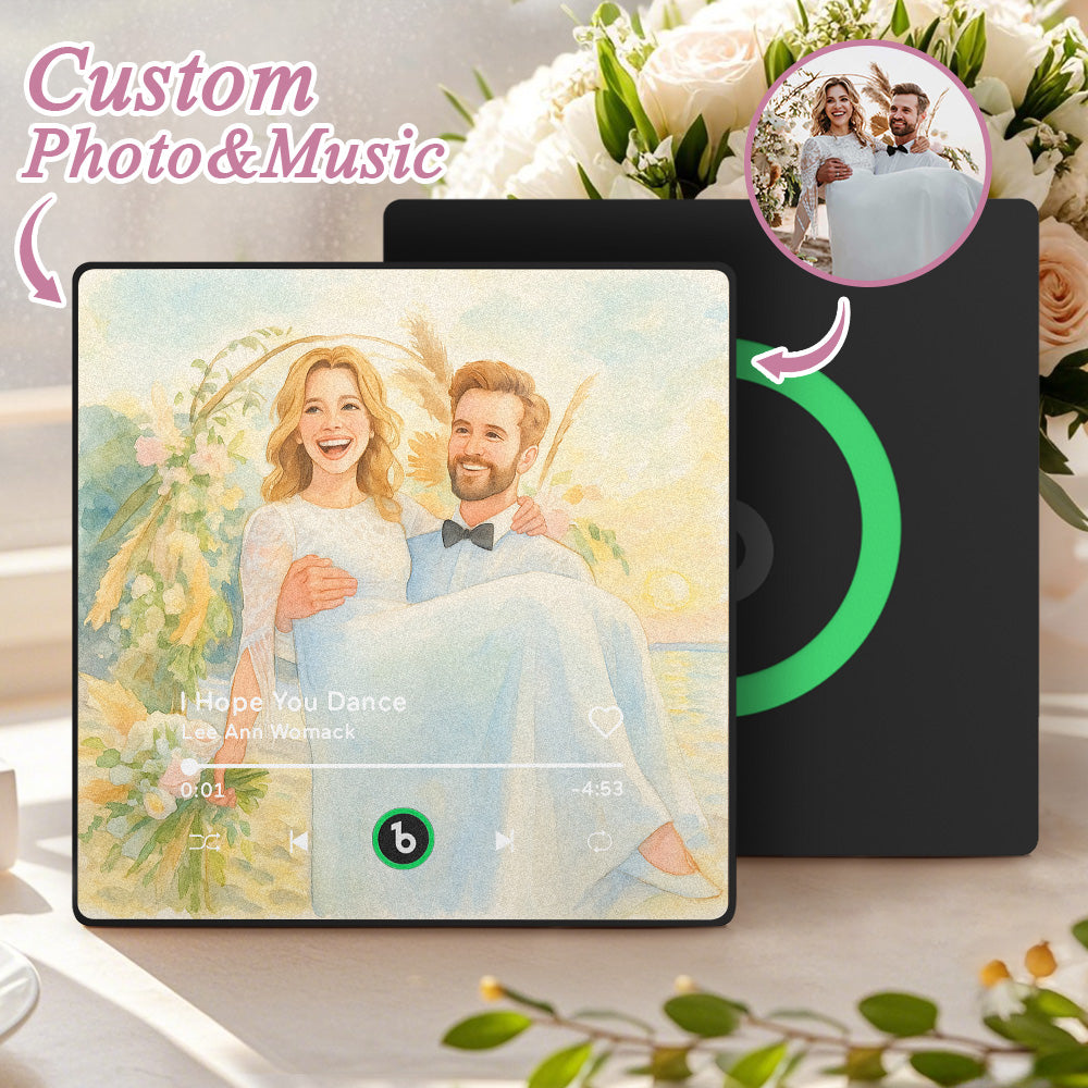 FridgeBeats Framed 4.0 Custom Photo Music Fridge Magnet - Personalised Song Player Wedding Gift