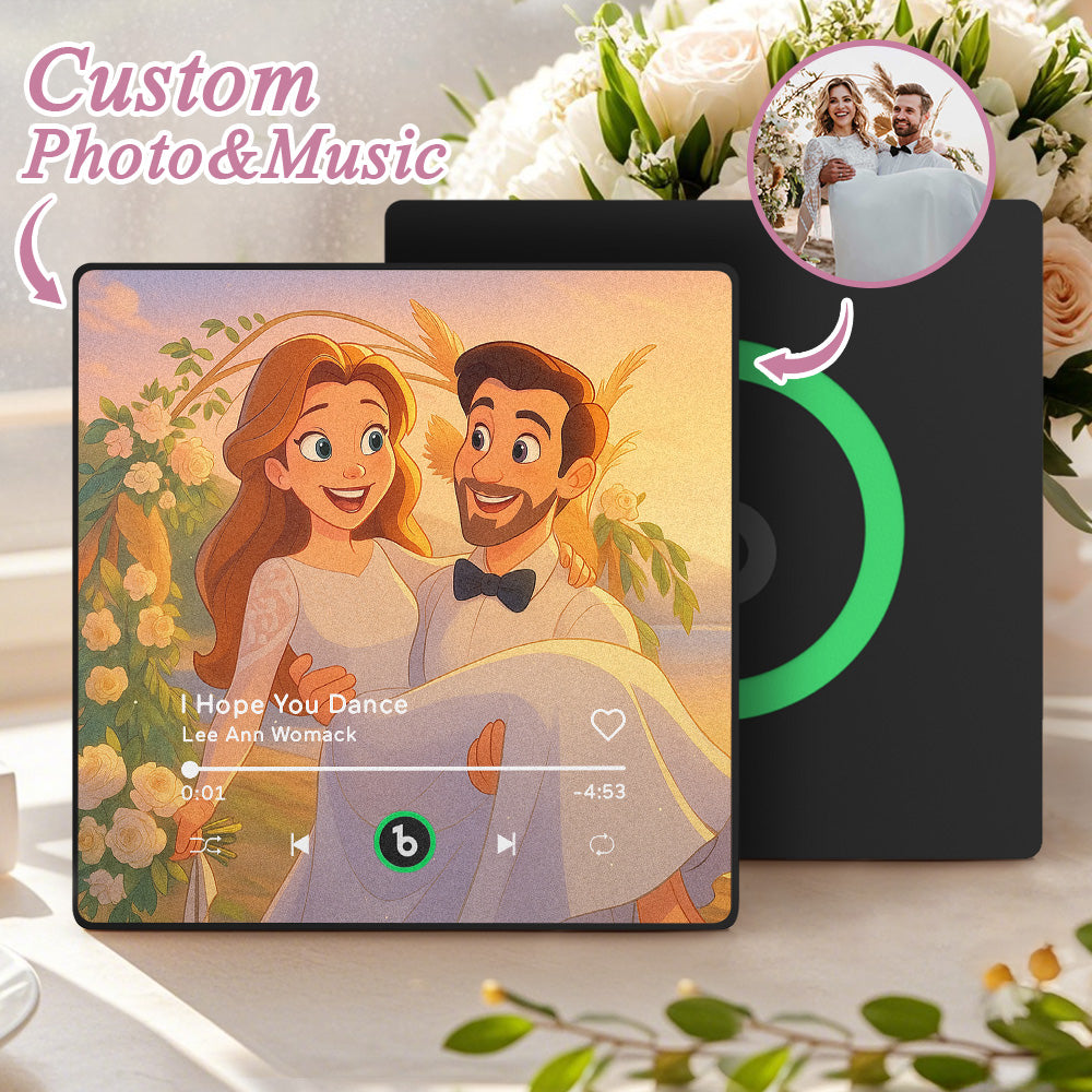 FridgeBeats Framed 4.0 Custom Photo Music Fridge Magnet - Personalised Song Player Wedding Gift