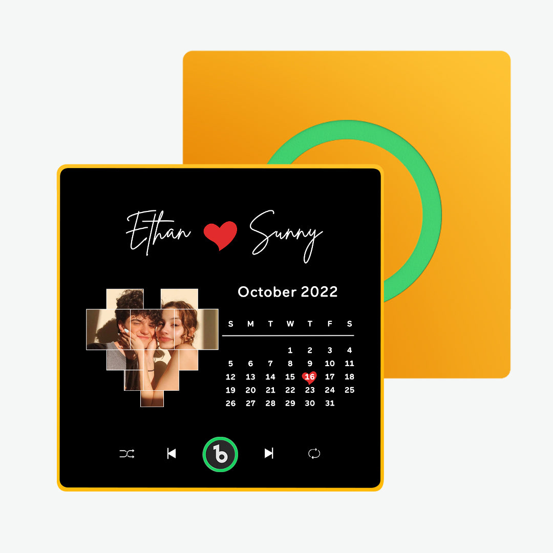Step‑by‑step customisation graphic – upload photo and MP3 to personalise your FridgeBeats music magnet