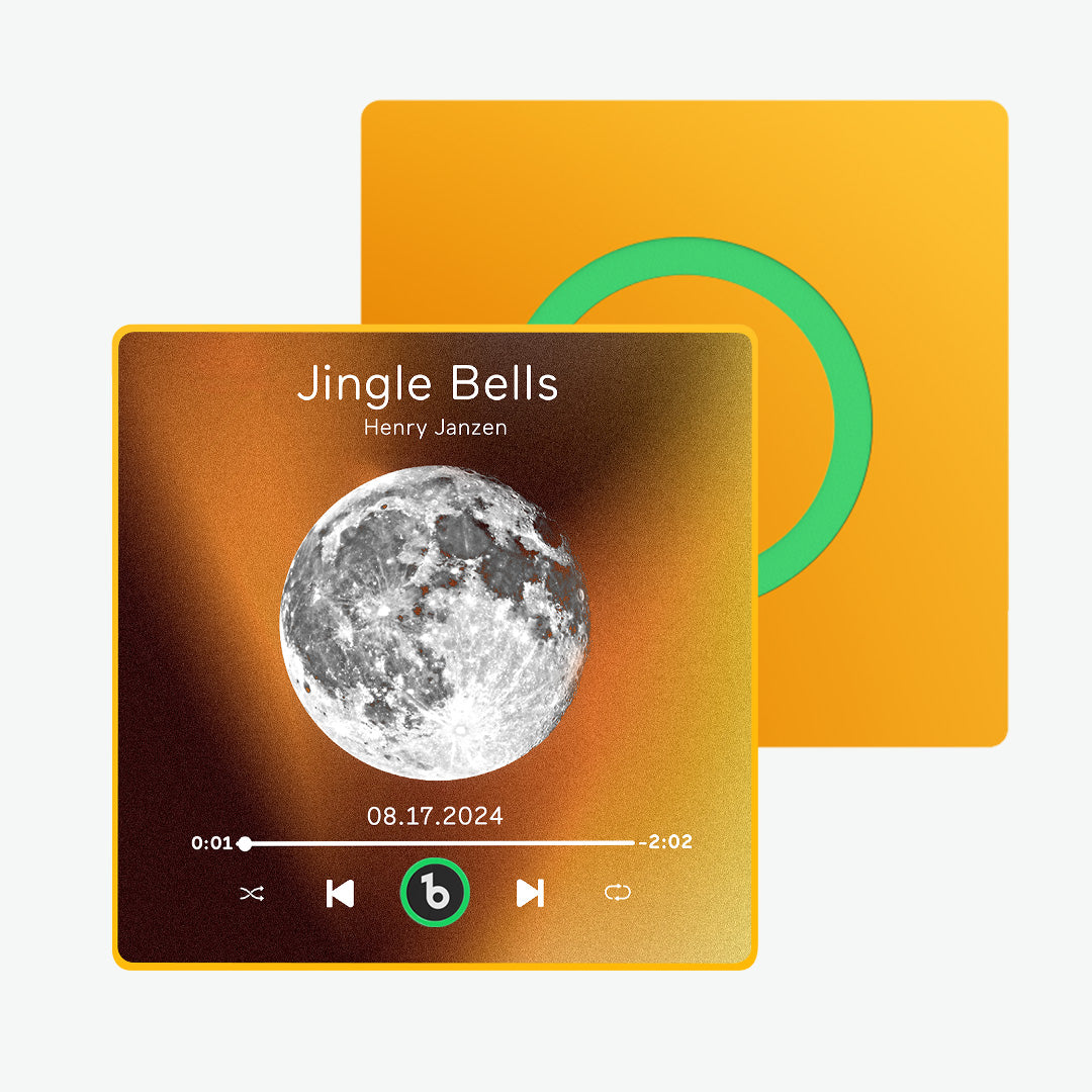 FridgeBeats 4.0 Custom Music Fridge Magnet with Moon Phase Album - Personalised Musical Photo Frame