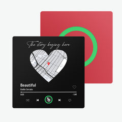 Frameless Custom Music Fridge Magnet with Map - Personalised Anniversary Gift UK