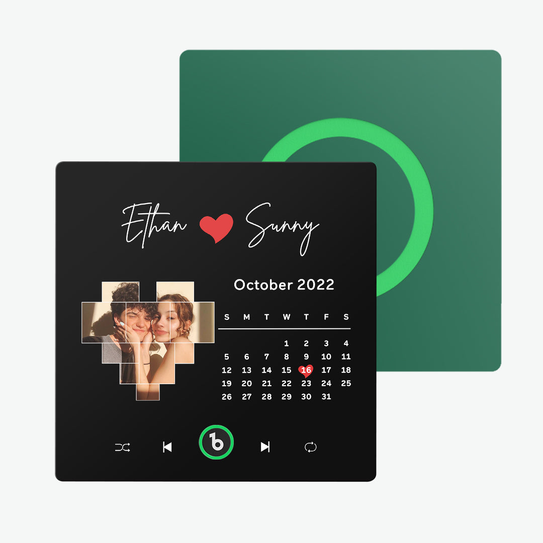 FridgeBeats frameless 10cm personalised music fridge magnet with custom photo and love song — acrylic, waterproof keepsake
