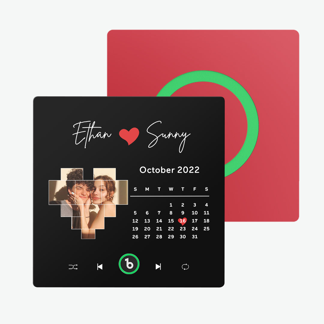 Gift presentation of FridgeBeats personalised music fridge magnet in neat packaging — perfect for weddings, housewarmings and keepsakes