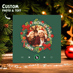 Personalised Frameless Christmas Wreath Music Fridge Magnet - Custom Song & Photo