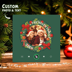 Personalised Frameless Christmas Wreath Music Fridge Magnet - Custom Song & Photo