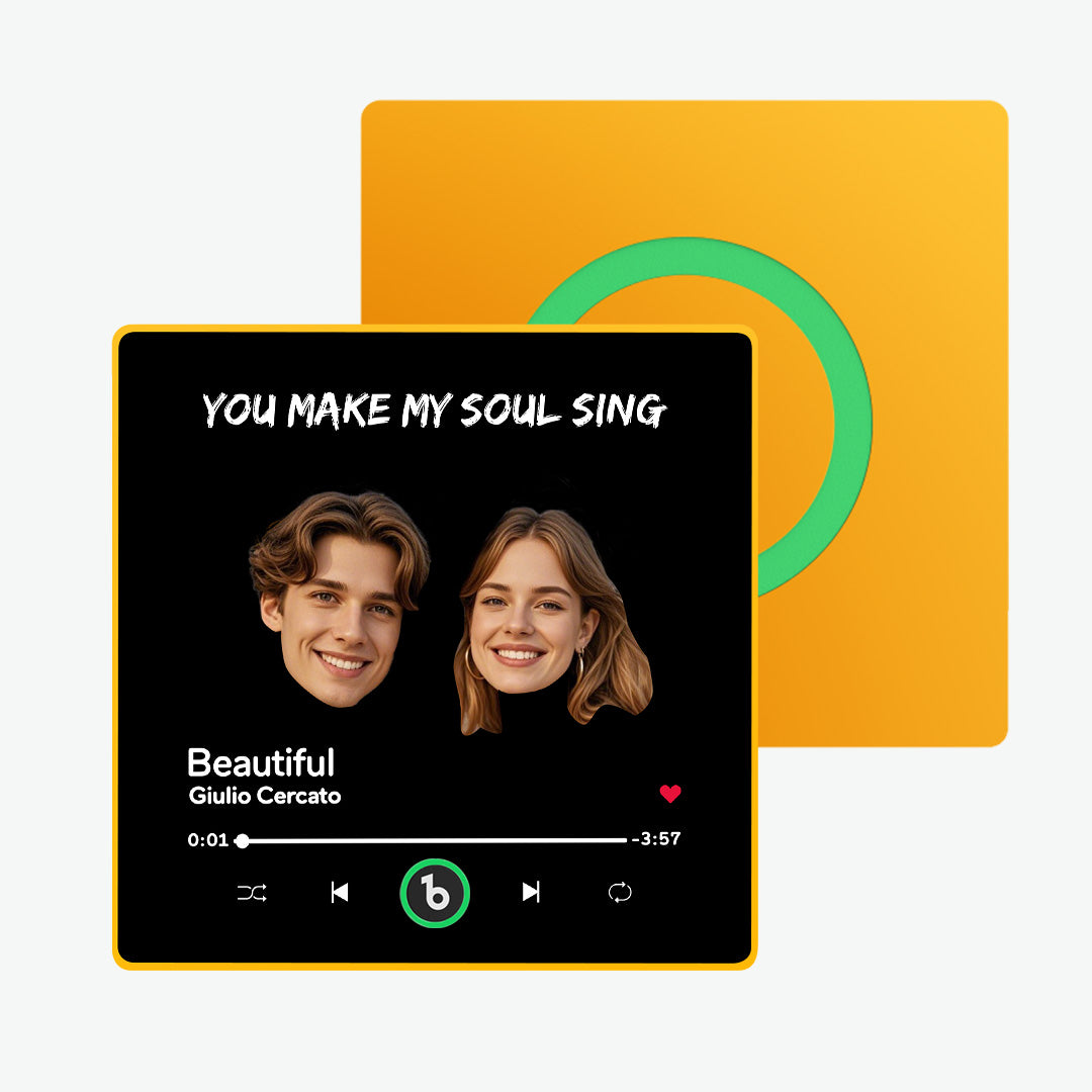 FridgeBeats personalised album photo magnet playing an uploaded MP3 – waterproof 10cm acrylic music magnet gift
