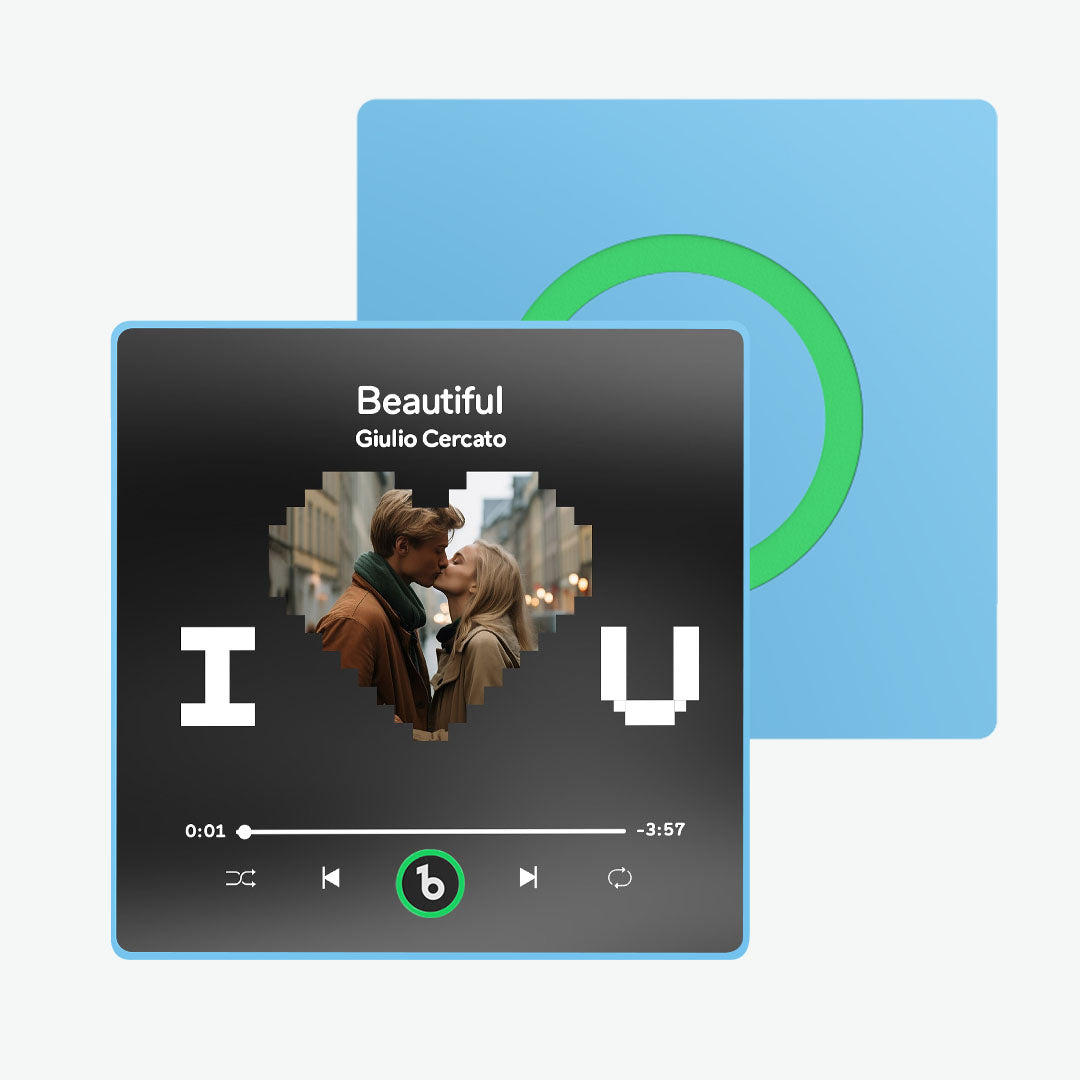 Size and scale of the 10cm FridgeBeats acrylic music magnet — compact personalised music magnet for fridges, lockers and noticeboards