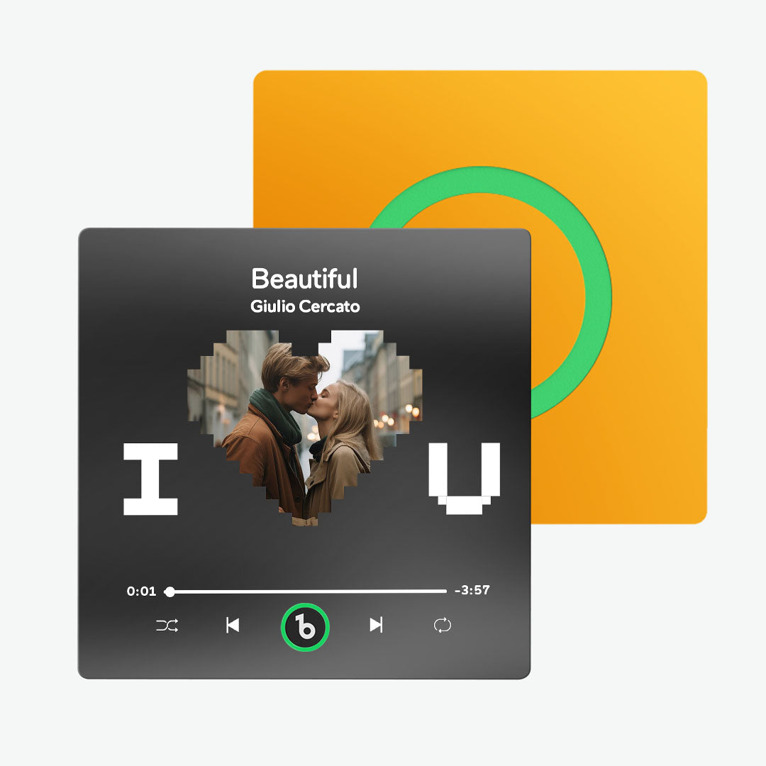 Rear view of FridgeBeats personalised music magnet showing USB charging port and low‑power electronics – 4.0 upgrade with 4–6 hour battery life