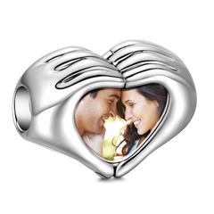 Personalised Finger Heart Photo Charm in S925 Sterling Silver