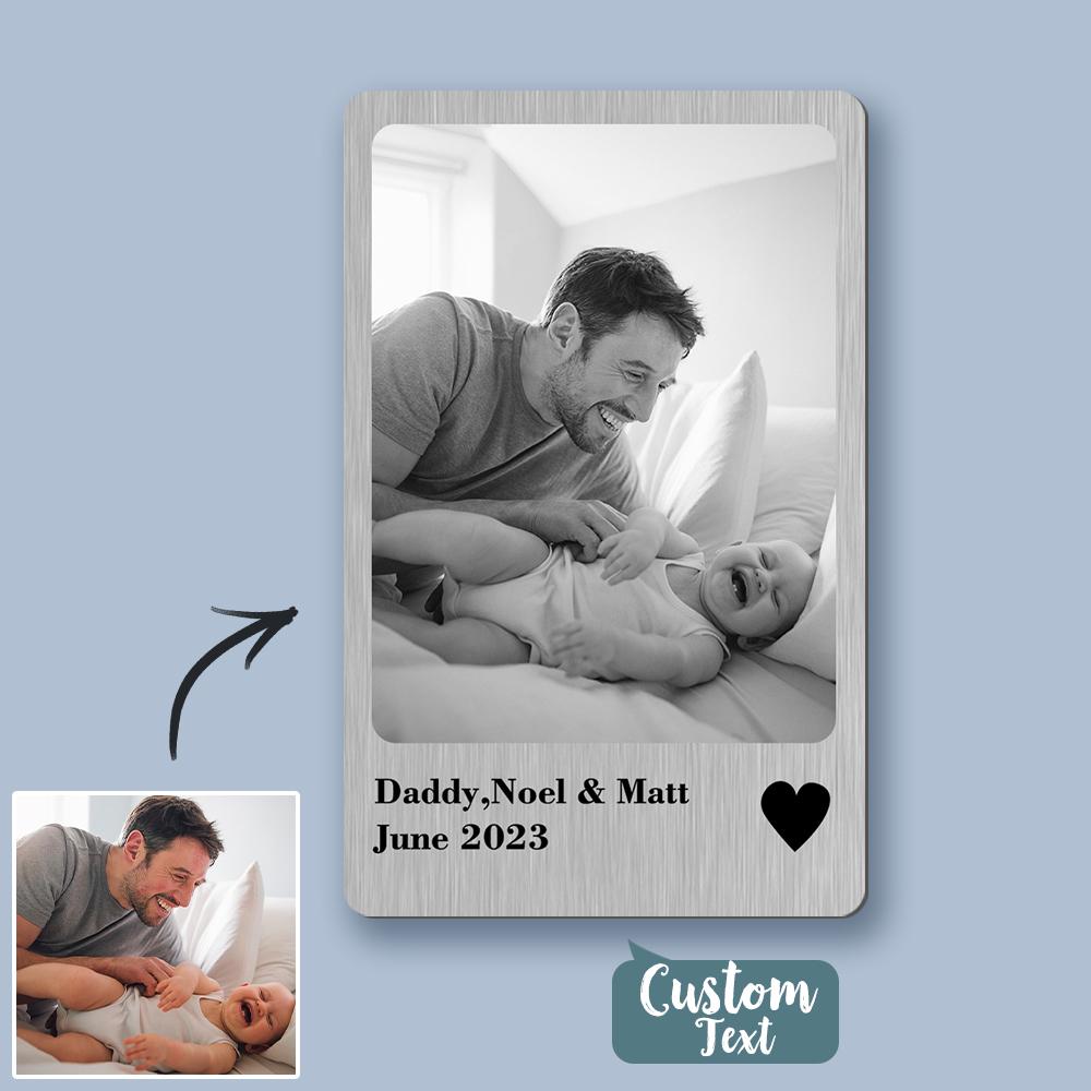 Engraved message on personalised metal wallet card — ideal memorial tribute or anniversary keepsake