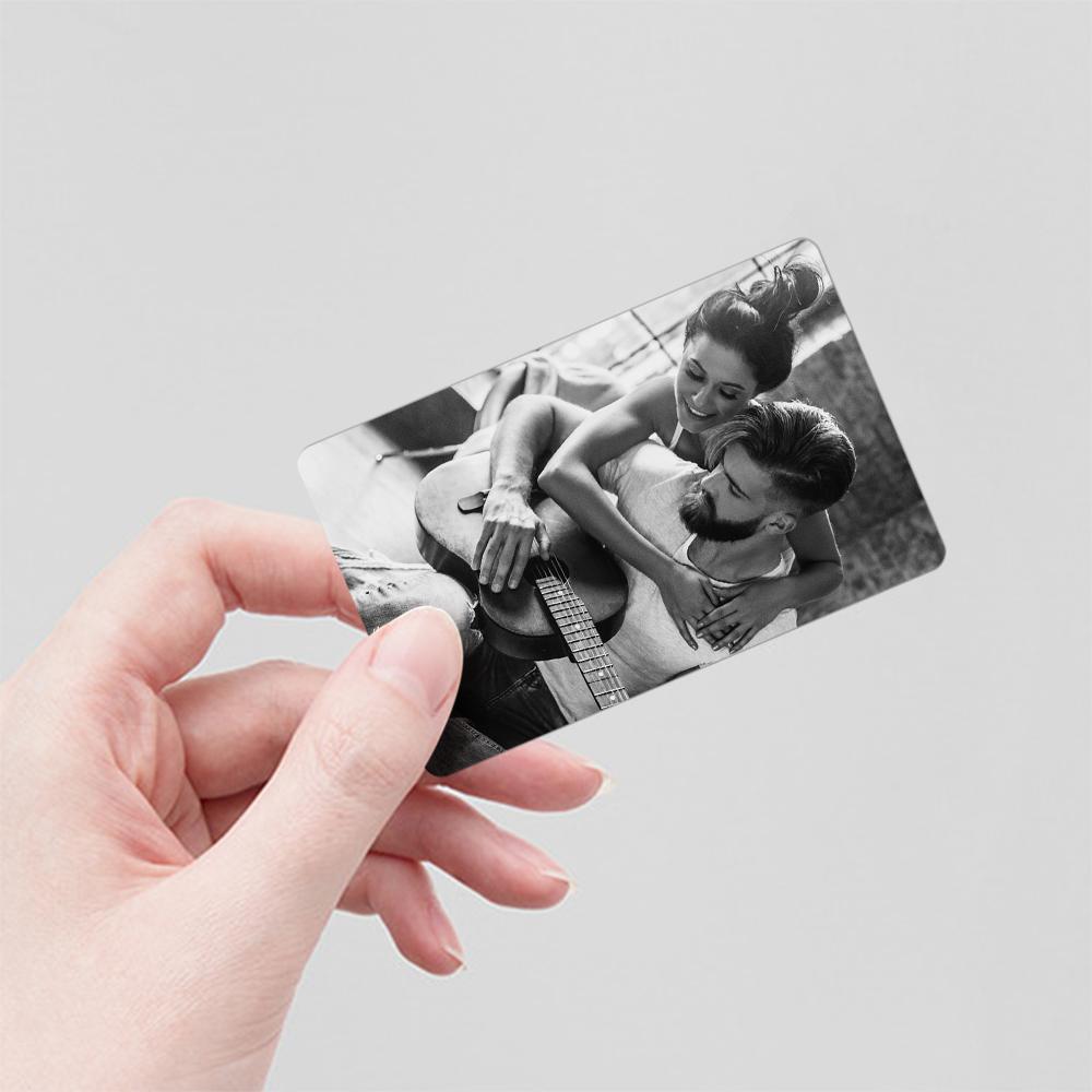 Personalised Photo Wallet Card - Custom Metal Insert Couple Gift for Him