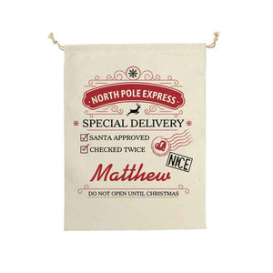 Personalised Large Santa Sack Special Delivery From Santa Christmas Gift Bag for Kids