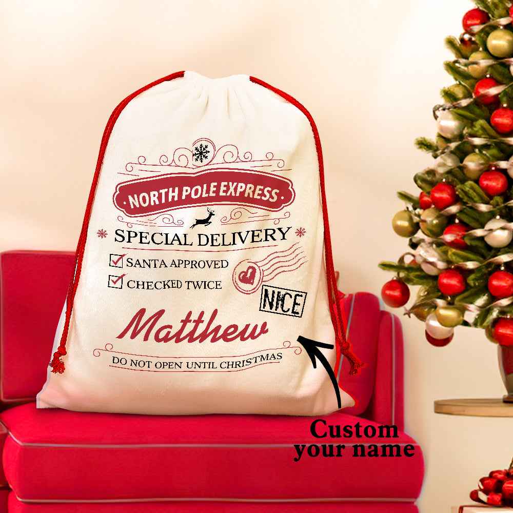 Personalised Large Santa Sack Special Delivery From Santa Christmas Gift Bag for Kids