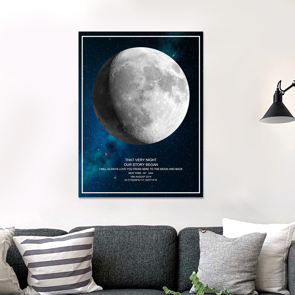 Personalised Moon Phase Poster | Unique Custom Anniversary Gift