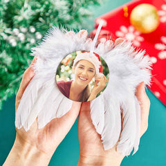 Personalized Photo Angel Feather Wings Memorial Hanging Ornament Christmas Day