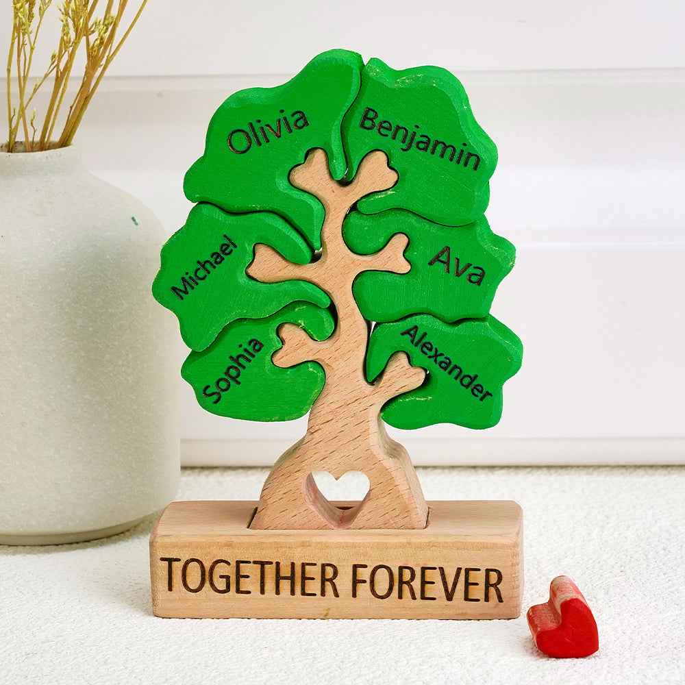 Holz-stammbaum-puzzle Mit Individuellen Namen, Heimdekoration, Einweihungsgeschenke