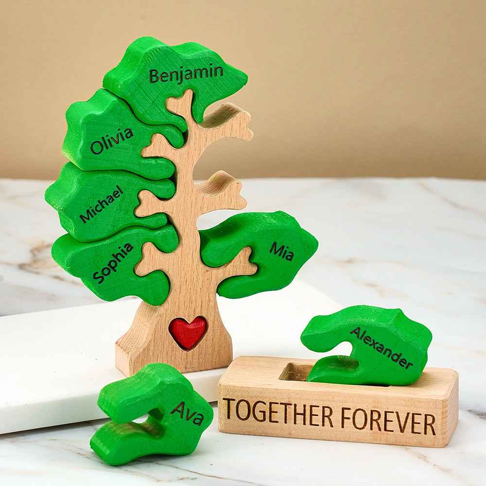 Holz-stammbaum-puzzle Mit Individuellen Namen, Heimdekoration, Einweihungsgeschenke