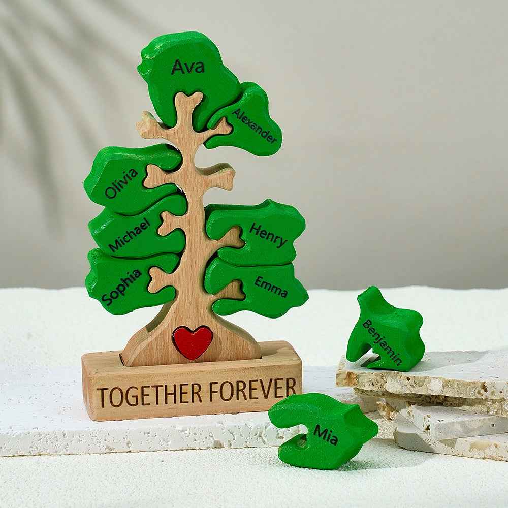 Holz-stammbaum-puzzle Mit Individuellen Namen, Heimdekoration, Einweihungsgeschenke
