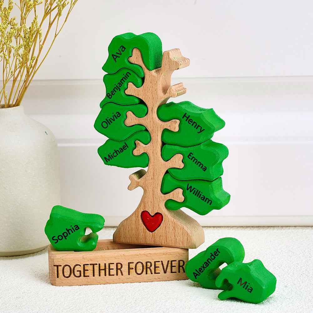 Holz-stammbaum-puzzle Mit Individuellen Namen, Heimdekoration, Einweihungsgeschenke