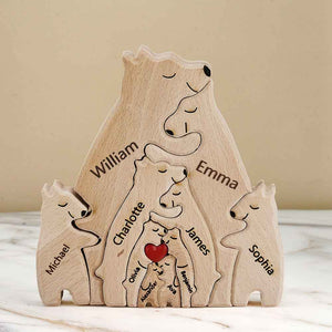 Puzzle Personalizzato Per Famiglie Con Orsi In Legno, Nomi Personalizzati, Regali Per Decorazioni Per La Casa