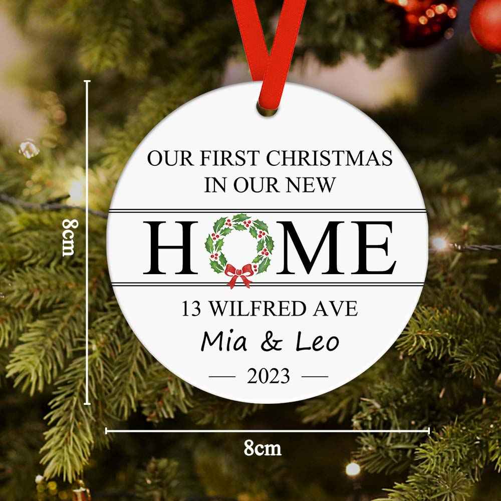 First Christmas in Our New Home Custom Name and Address Ornament 2023 Christmas Gift