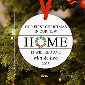 First Christmas in Our New Home Custom Name and Address Ornament 2023 Christmas Gift