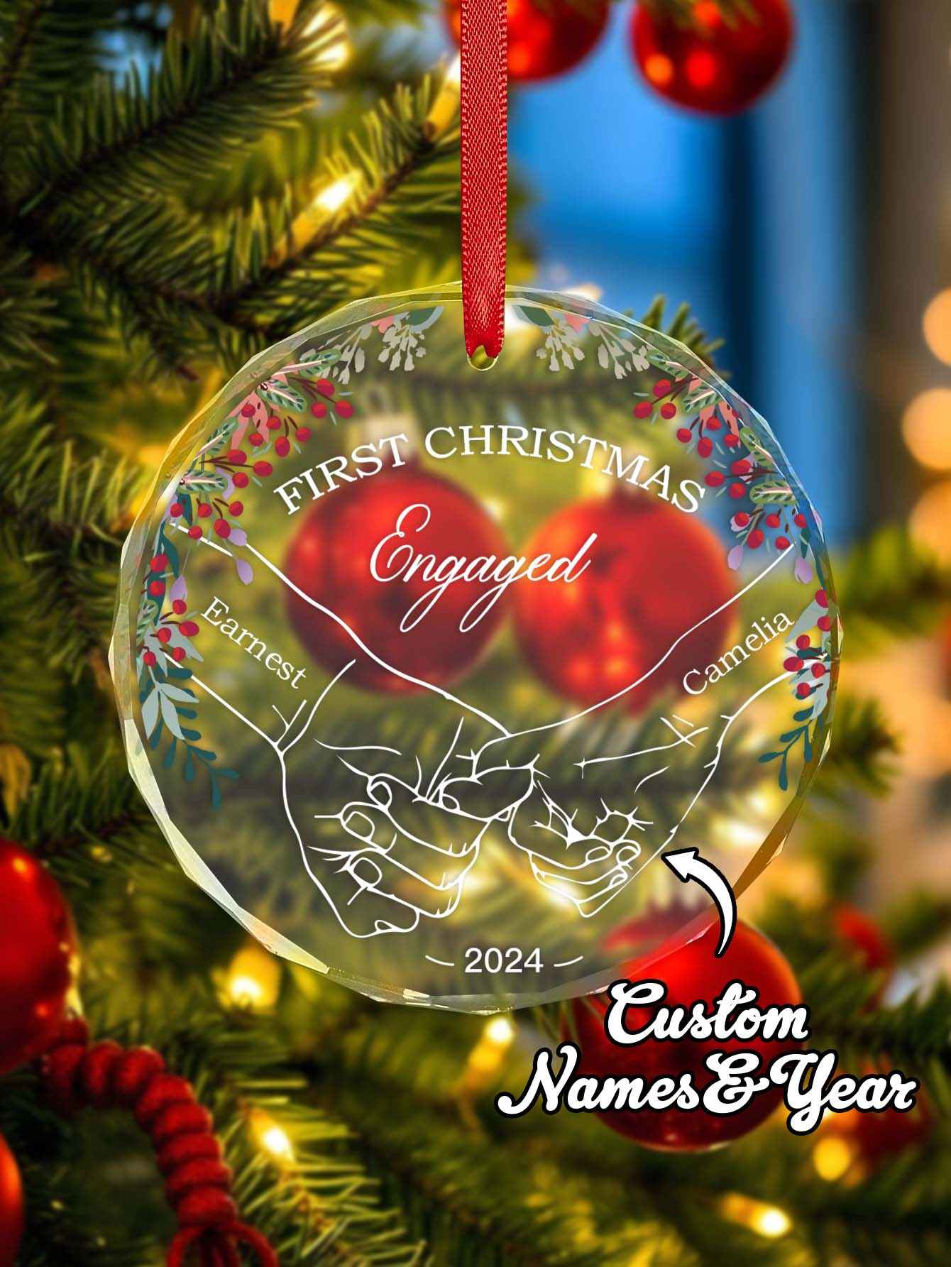 Personalized Holding Hands Ornament First Christmas Ornament Gift for Couple