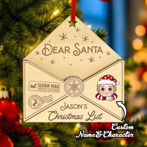 Personalized 3D Letter To Santa Wooden Ornament Christmas Gift For Little Ones