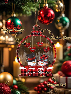 Personalized Snowman Christmas Ornament with Family Name Snowball Ornament Gift for Family