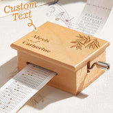 Custom Text Hand-Cranked Paper Strip Music Box – 15-Note Movement with 2 Pre-Printed Melodies (15 Seconds Each)