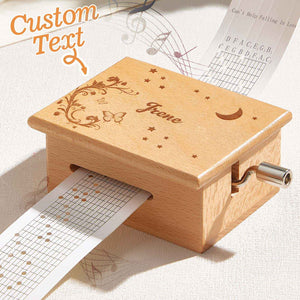 Custom Text Hand-Cranked Paper Strip Music Box – 15-Note Movement with 2 Pre-Printed Melodies (15 Seconds Each)
