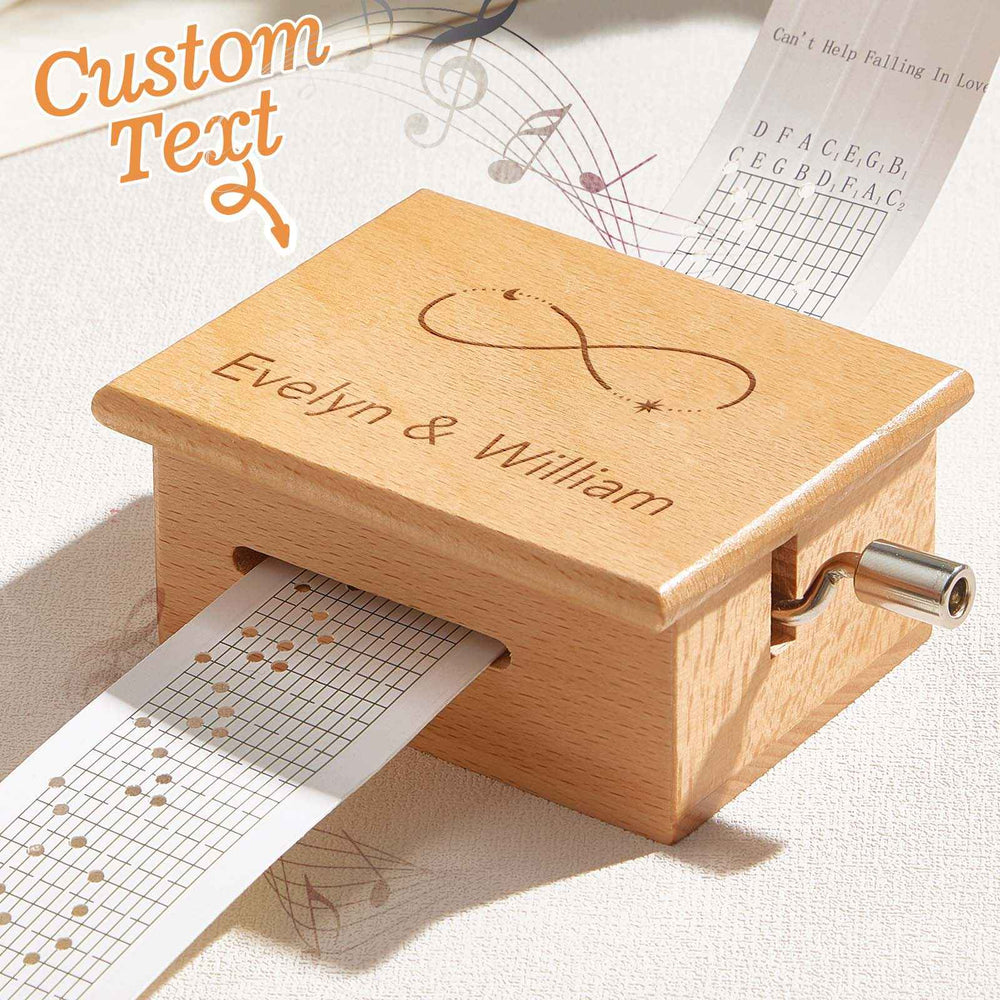 Custom Text Hand-Cranked Paper Strip Music Box – 15-Note Movement with 2 Pre-Printed Melodies (15 Seconds Each)