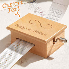 Custom Text Hand-Cranked Paper Strip Music Box – 15-Note Movement with 2 Pre-Printed Melodies (15 Seconds Each)