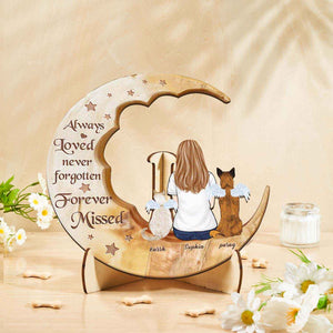 Custom Memorial Dog Moon Wooden Art Memorial Gift Idea for Cat Home Decorations
