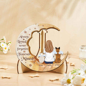 Custom Memorial Dog Moon Wooden Art Memorial Gift Idea for Cat Home Decorations