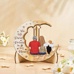 Custom Memorial Dog Moon Wooden Art Memorial Gift Idea for Cat Home Decorations