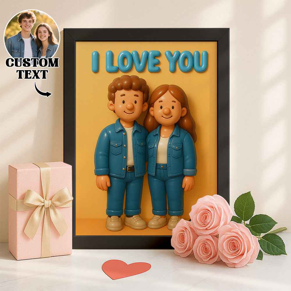 Custom Photo & Text Cartoon-Style Cute Photo Frame – Valentine’s Day & Birthday Gift