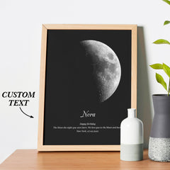 Personalised Moon Phase Wooden Frame with Custom Name & Text