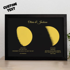 Personalised Moon Phase and Names Wooden Frame | Custom Gold Moon Gift