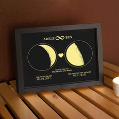 Custom Moon Phase Custom Couple Art Frame 2 Moon Phases Design - For Valentine's Day Gifts