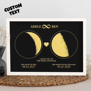 Custom Moon Phase Custom Couple Art Frame 2 Moon Phases Design - For Valentine's Day Gifts