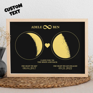 Custom Moon Phase Custom Couple Art Frame 2 Moon Phases Design - For Valentine's Day Gifts