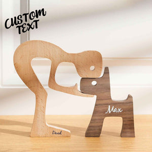 Custom Name Wooden Pet Carving Blocks Table Decor Gifts for Pet Lover